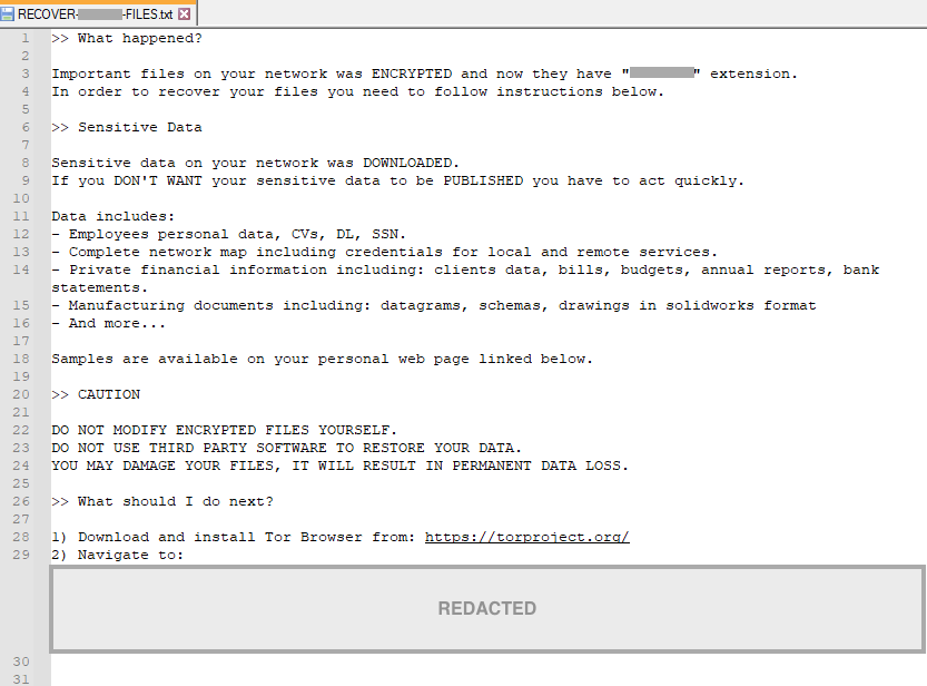 Example of BlackCat ransom note.